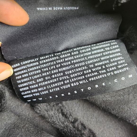 KARA Black Genuine Lamb Fur & Suede Mini Shopper or Japanese Knot Bag RARE HTF - Picture 10 of 12